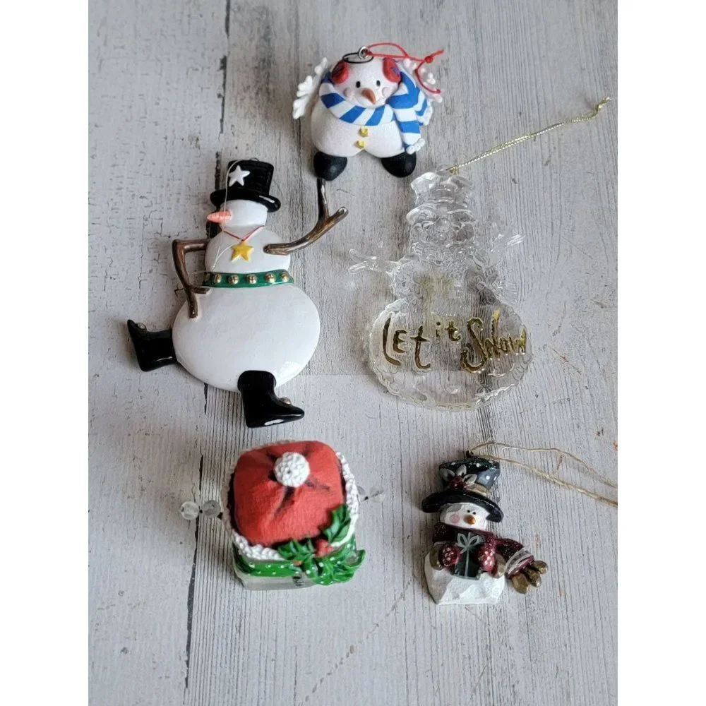 Ice Cube Snowman variety snowflake snow set mistletoe Xmas ornament‎